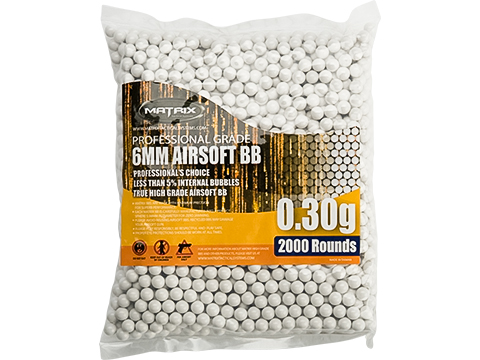 Matrix Match Grade 6mm Airsoft BBs (Color: .30g / 2000 Rounds / White)