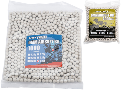 0.40g Sniper MAX Grade 6mm Airsoft BB by Matrix (Color: White / 2,000 Rounds)