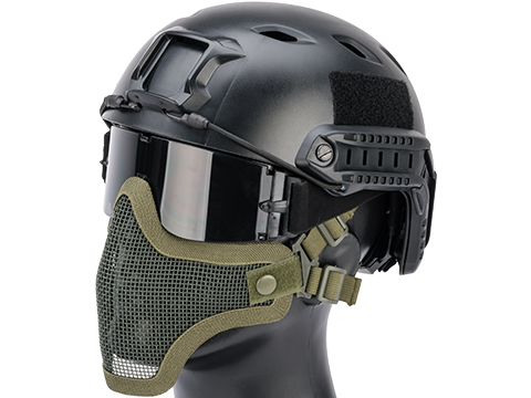 Matrix Iron Face Carbon Steel Mesh Striker V1 Lower Half Mask (Color: OD Green)