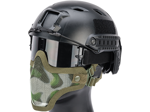 Matrix Iron Face Carbon Steel Mesh Striker V1 Lower Half Mask (Color: Woodland Camo)
