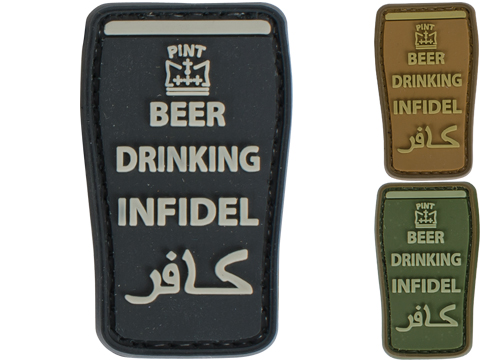 Very Tactical Beer Drinking Infidel PVC Hook and Loop Patch (Color: OD Green)