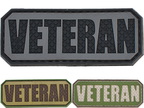 Veteran PVC Hook and Loop Morale Patch (Color: Gray / Black)