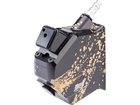 Monk Customs CNC HPA to M4 Magazine Angled M-Adapter for AAP-01 Gas Blowback Airsoft Pistols (Color: Black-Gold Splatter)