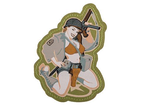 Mil-Spec Monkey Thompson Girl Pinup Embroidered Morale Patch (Color: Full Color)