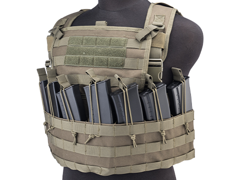 Matrix Modular MOLLE Chest Rig / Plate Carrier w/ Integrated Mag Pouches (Color: Ranger Green)
