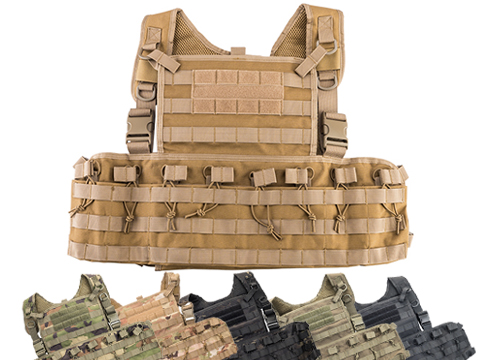 Matrix Modular MOLLE Chest Rig / Plate Carrier w/ Integrated Mag Pouches (Color: Tan)
