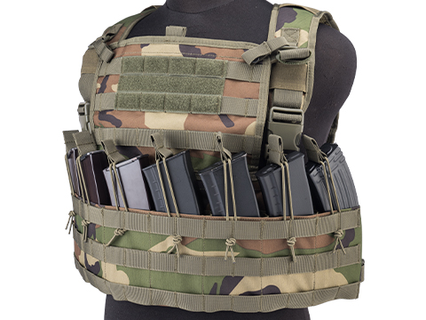 Matrix Modular MOLLE Chest Rig / Plate Carrier w/ Integrated Mag Pouches (Color: M81 Woodland)