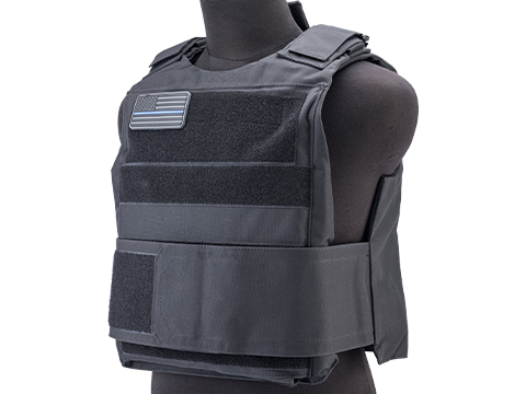 Matrix Heavy Duty Slick Body Armor Vest w/ Loop Patch Panel (Color: Black)