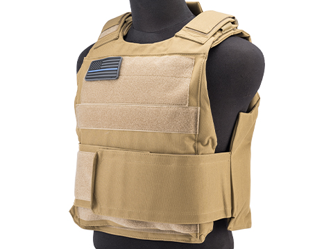 Matrix Heavy Duty Slick Body Armor Vest w/ Loop Patch Panel (Color: Tan)