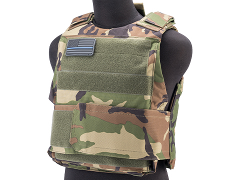 Matrix Heavy Duty Slick Body Armor Vest w/ Loop Patch Panel (Color: M81 Woodland)