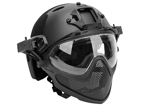 Matrix Pilot Steel Mesh Face Mask w/ Helmet (Color: Black)