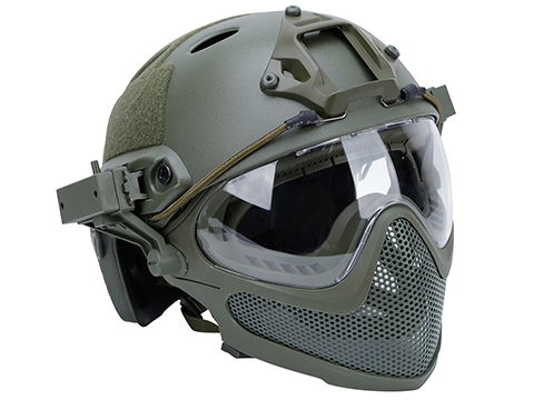 Matrix Pilot Steel Mesh Face Mask w/ Helmet (Color: OD Green)