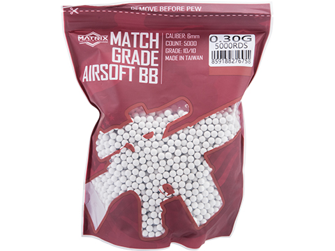 Matrix Match Grade 6mm Airsoft BBs (Color: .30g / 5000 Rounds / White)
