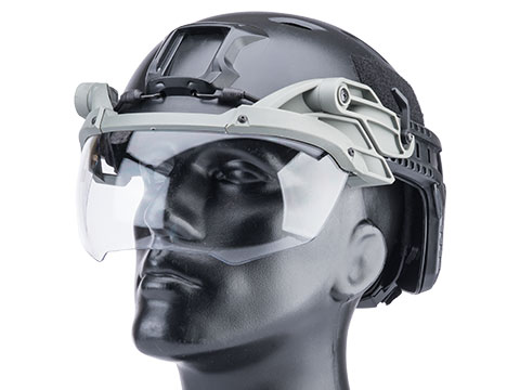 Matrix Tactical Flip Down Visor for Helmet Rails (Color: Grey / Clear Lens)