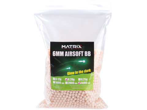 Matrix Match Grade 6mm Glow-in-the-Dark Airsoft Tracer BB (Model: 0.20g Red 5000rds)
