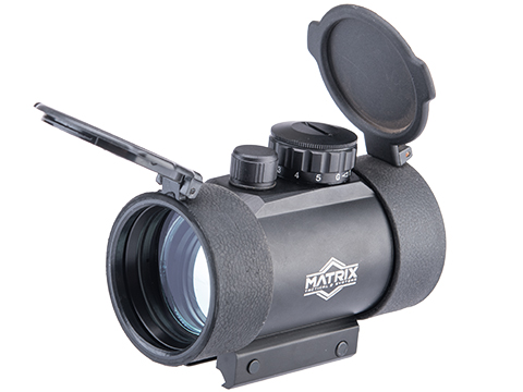 Matrix 1x50 Military Style Illuminated Red / Green Dot Sight Scope w/ QD Weaver Base & Flip-Up Lens Caps