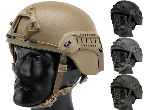 Matrix MICH 2000 Fiberglass Airsoft Helmet w/ NVG Mount & Side Rail 