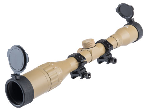 Matrix 4x32 AO & Mil-Dot Reticle Range Estimating Rifle Scope w/ Scope Rings (Color: Tan)