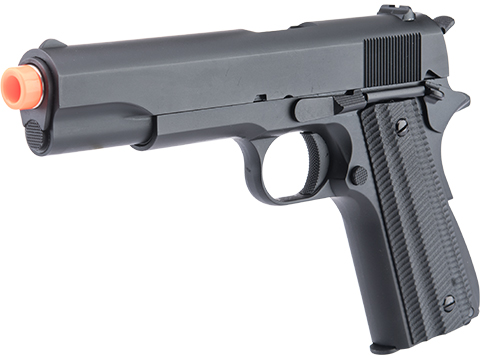 Matrix x Golden Eagle Full Metal M1911A1 Gas Blowback Airsoft Pistol (Color: Black / Slim Textured Grips)