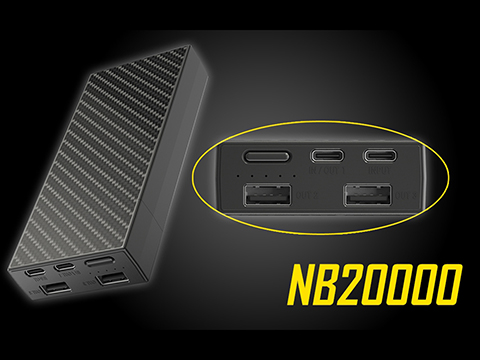 Nitecore NB20000 Quick-Charge USB / USB-C 4 Port 20000mAh Power Bank