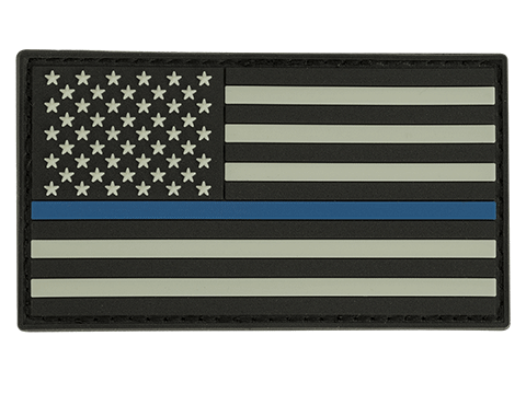 Glow in the Dark PVC Thin Blue Line American Flag Patch