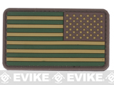 US Flag PVC Hook and Loop Rubber Patch (Color: Reverse / OD Green)