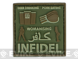 Very Tactical Beer Drinking, Pork Eating, Womanizing Infidel PVC Hook and Loop Patch (Color: OD Green)