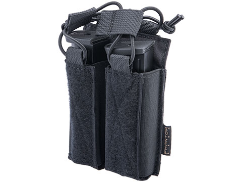 Phantom Gear Double Pistol Open Top Magazine Pouch w/ Loop Front (Color: Black)