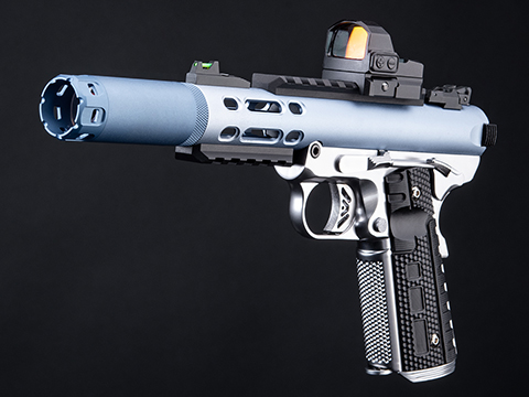 WE-Tech Galaxy 1911 Gas Blowback Airsoft Pistol (Color: Blue Slide / Silver Frame / Type A Slide / Tracer Package)