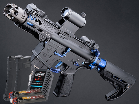 EMG / Strike Industries Licensed Tactical Competition AEG w/ G&P Ver2 - GATE Aster Gearbox (Model: CQB - 300 FPS / Blue / Go Airsoft Package)