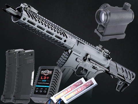 EMG Seekins Precision Licensed PDW SBR SP223 Advanced Airsoft M4 AEG Rifle w/ G2 Gearbox (Color: Grey / 9 M-LOK / Go Airsoft Package)