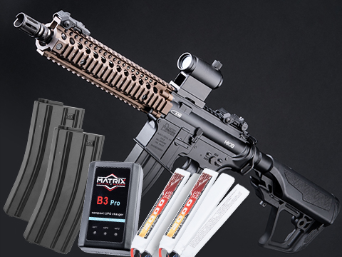 EMG / Daniel Defense Licensed DDMK18 Airsoft EBB AEG Rifle w/ S3 Electronic Trigger by ICS (Model: Black - DE Hand Guard / 400 FPS / Go Airsoft Package)