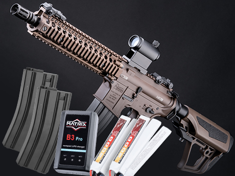 EMG / Daniel Defense Licensed DDMK18 Airsoft EBB AEG Rifle w/ S3 Electronic Trigger by ICS (Model: Dark Earth / 350 FPS / Go Airsoft Package)