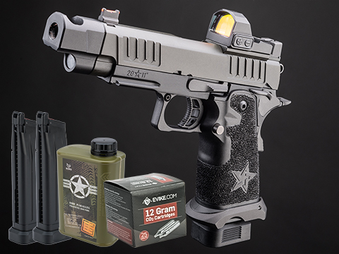 6mmProShop Staccato Licensed C2 COMP SOC 2011 Gas Blowback T8 Airsoft Pistol w/ Muzzle Compensator (Model: CO2 / Reload Package)