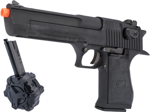 WE-Tech Desert Eagle .50 AE Gas Blowback Airsoft Pistol by Cybergun (Color: Black / Green Gas / Add Drum Magazine)