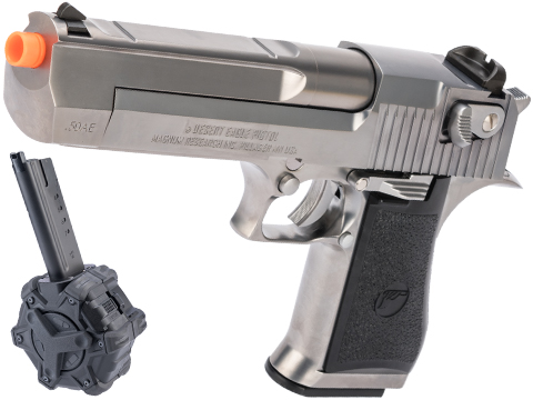 WE-Tech Desert Eagle .50 AE Gas Blowback Airsoft Pistol by Cybergun (Color: Chrome / Green Gas / Add Drum Magazine)