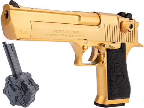 WE-Tech Desert Eagle .50 AE Gas Blowback Airsoft Pistol by Cybergun (Color: Gold / Green Gas / Add Drum Magazine)