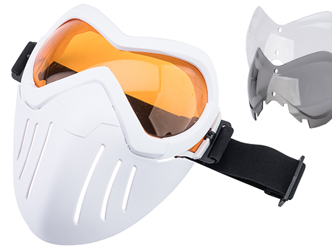 6mmProShop Slipstream Goggle & Lower Face Shield Face Mask (Color: White Frame / Full Lens Kit)