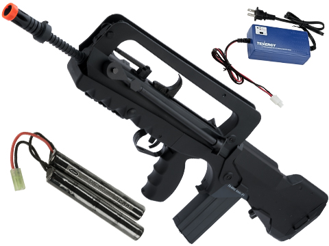 FAMAS Bullpup Airsoft AEG Rifle Fully Licensed by Cybergun (Model: F1 / Battery Package)