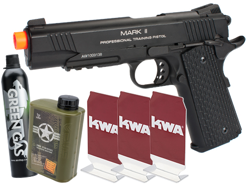 KWA Full Metal M1911 NS2 PTP w/ Railed Frame Airsoft Gas Blowback - MKII (Color: Black / Stay at Home Package)