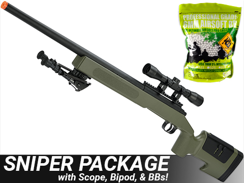 USMC M40A3 Sportline Airsoft Sniper Rifle by Matrix / Double Eagle (Color: OD Green  / Starter Package)