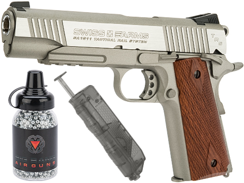 Swiss Arms SA 1911 MRP CO2 Powered Blowback 4.5mm Air Pistol (Color: Silver / Starter Package)