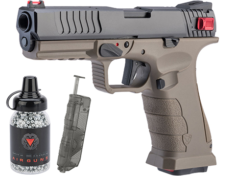 APS Shark Full Automatic Select-Fire CO2 Gas Blowback .177 / 4.5mm Air Pistol (Color: Desert / Starter Package)