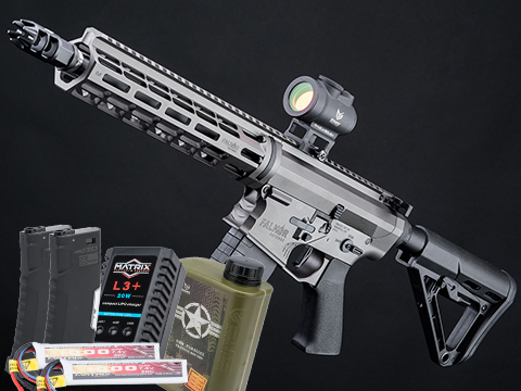 EMG Falkor Blitz Compact M4 w/ eSilverEdge Gearbox Airsoft AEG Training Rifle (Color: Falkor Grey / RS3 Stock 350 FPS / Tactical Package)