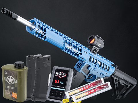EMG F-1 Firearms UDR-15 Skeletonized AR-15 eSilverEdge Airsoft AEG Rifle w/ C7M M-LOK Handguard (Color: Blue / Carbine / Tactical Package)