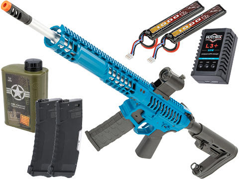 EMG F-1 Firearms BDR-15 3G AR15 2.0 eSilverEdge Full Metal Airsoft AEG Training Rifle (Color: Blue / RS2 Stock 350 FPS / Tactical Package)