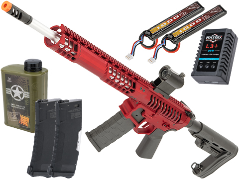 EMG F-1 Firearms BDR-15 3G AR15 2.0 eSilverEdge Full Metal Airsoft AEG Training Rifle (Color: Red / RS2 Stock 400 FPS / Tactical Package)