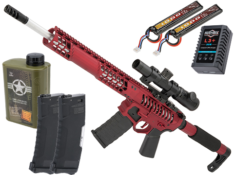 EMG F-1 Firearms BDR-15 3G AR15 2.0 eSilverEdge Full Metal Airsoft AEG Training Rifle (Color: Red / Tron 350 FPS / Tactical Package)
