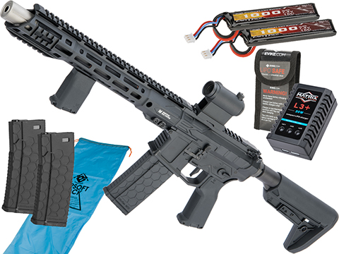 EMG F4 Defense Licensed F4-15 ARS-L MLOK M4 Airsoft AEG Rifle (Model: PDW-X / Black / Go Airsoft Package)