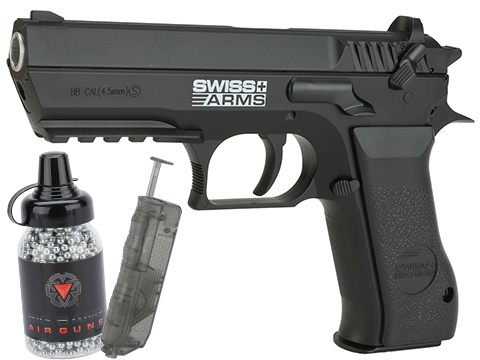 Swiss Arms 941 Jericho CO2 Powered .177 Airgun Pistol (Color: Black / Starter Package)